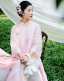 Tặng túi - Set Áo dài Vân Sa Hồng