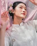 Tặng túi - Set Áo dài Vân Sa Trắng