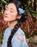 Tặng túi -  Set Áo dài Ngư Vũ Xanh dương