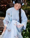 Tặng túi -  Set Áo dài Ngư Vũ Xanh dương