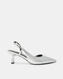 Giày Cao Gót Slingback Phối Liệu Bóng