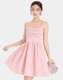 Đầm caro 2 dây smocking