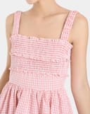 Đầm caro 2 dây smocking