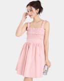 Đầm caro 2 dây smocking