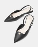 Giày Búp Bê Slingback Bệt Phối Khóa Trang Trí