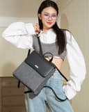 Balo Nắp Gập Phối 2 Chất Liệu