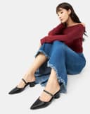 Giày Mules Phối Khóa Logo Cách Điệu