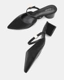 Giày Cao Gót Sục Gót Trụ Thấp Phối Quai Ngang