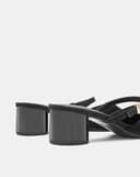 Giày Cao Gót Sục Gót Trụ Thấp Phối Quai Ngang