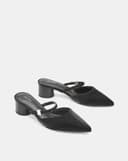 Giày Cao Gót Sục Gót Trụ Thấp Phối Quai Ngang