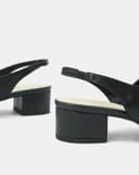 Giày Cao Gót Slingback Gót Vuông Phối Khóa Trang Trí