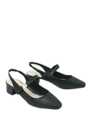 Giày Cao Gót Slingback Gót Vuông Phối Khóa Trang Trí