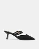 Giày Cao Gót Mules Phối Hai Quai Trang Trí