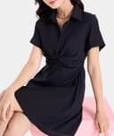 Đầm tay ngắn xếp thân trước