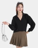 Áo sơmi croptop dài tay