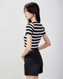 Áo dệt cổ vuông tay ngắn