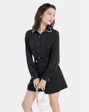 Áo sơ mi dài tay đính ngọc trai cổ áo