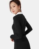 Áo thun tay dài phối cổ trắng