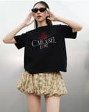 Áo thun form boxy thêu hình Xích đu trái tim