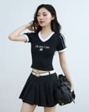 Áo thun ôm phối màu in chữ