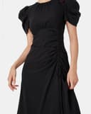 Đầm lửng tay phồng rút dây