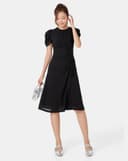 Đầm lửng tay phồng rút dây