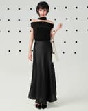 Chân váy A midi lưng liền