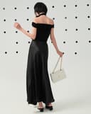 Chân váy A midi lưng liền