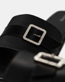 Giày Sandal Phối Quai Buckle Đính Đá