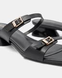 Giày Sandal Hai Quai Ngang Đính Buckle