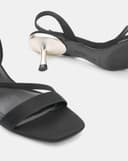 Giày Sandal Gót Trụ Quai Ngang Phối Quai Xéo