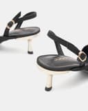 Giày Sandal Gót Trụ Quai Ngang Phối Quai Xéo