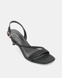 Giày Sandal Gót Trụ Quai Ngang Phối Quai Xéo