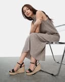 Giày Sandal Xuồng Quai Ngang Bọc Cói