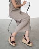 Giày Sandal Xuồng Quai Ngang Bọc Cói