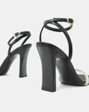 Giày Sandal Gót Thanh Phối Dây Kim Tuyến