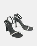 Giày Sandal Gót Thanh Phối Dây Kim Tuyến