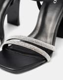 Giày Sandal Cao Gót Phối Hai Quai Đá Trang Trí