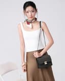 Túi Xách Nhỏ Shoulder Bag Nắp Gập Phối Khoá