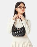 Túi Xách Nhỏ Hobo Dập Hoạ Tiết Phối Charm