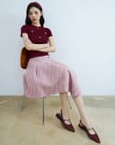 Giày Búp Bê Slingback Phối Quai Mary Jane Xích Trang Trí