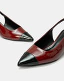 Giày Cao Gót Slingback Mũi Nhọn Phối Toecap