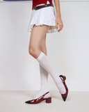 Giày Cao Gót Slingback Mũi Nhọn Phối Toecap