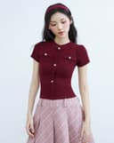 Áo thun tay phồng phối nút kiểu