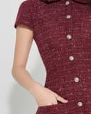 Đầm mini vải tweed phối nút silver