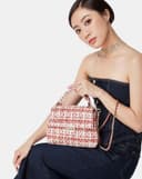 Túi Xách Nhỏ Top Handle Phối Tweed