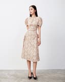 Đầm lửng rút nhún in hoa