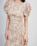 Đầm lửng rút nhún in hoa