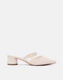 Giày Cao Gót Sục Gót Trụ Thấp Phối Quai Ngang