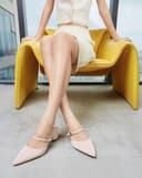 Giày Cao Gót Sục Gót Trụ Thấp Phối Quai Ngang